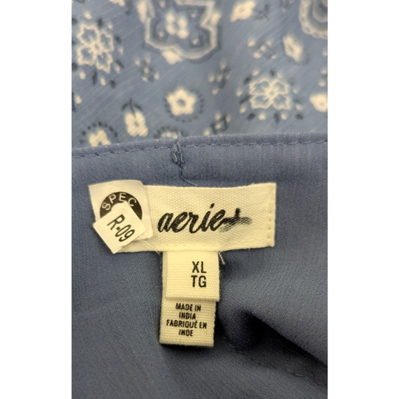 Aerie sz XL Chiffon Wrap Skirt mini blue lined ties on side 3744 - Picture 3 of 5